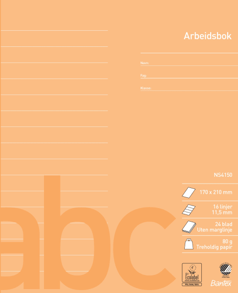Arbeidsbok 17x21 linjert 11,5mm