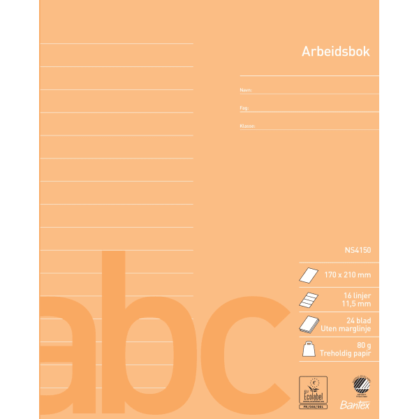 Arbeidsbok 17x21 linjert 11,5mm