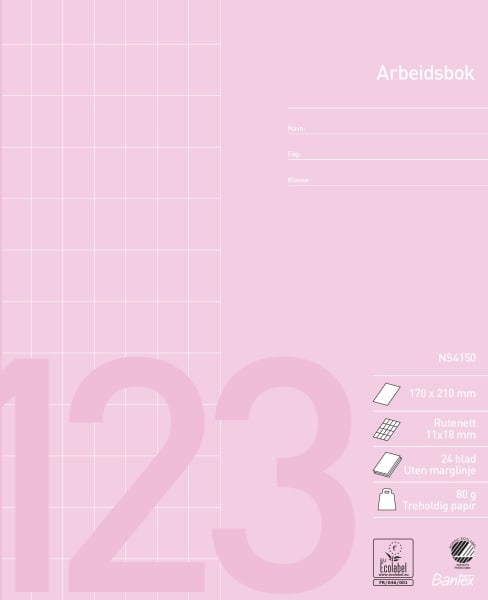 Arbeidsbok 17x21 rutet 11x18mm
