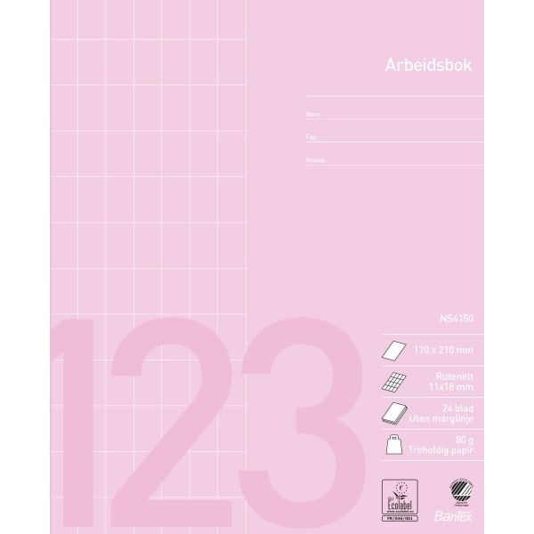 Arbeidsbok 17x21 rutet 11x18mm