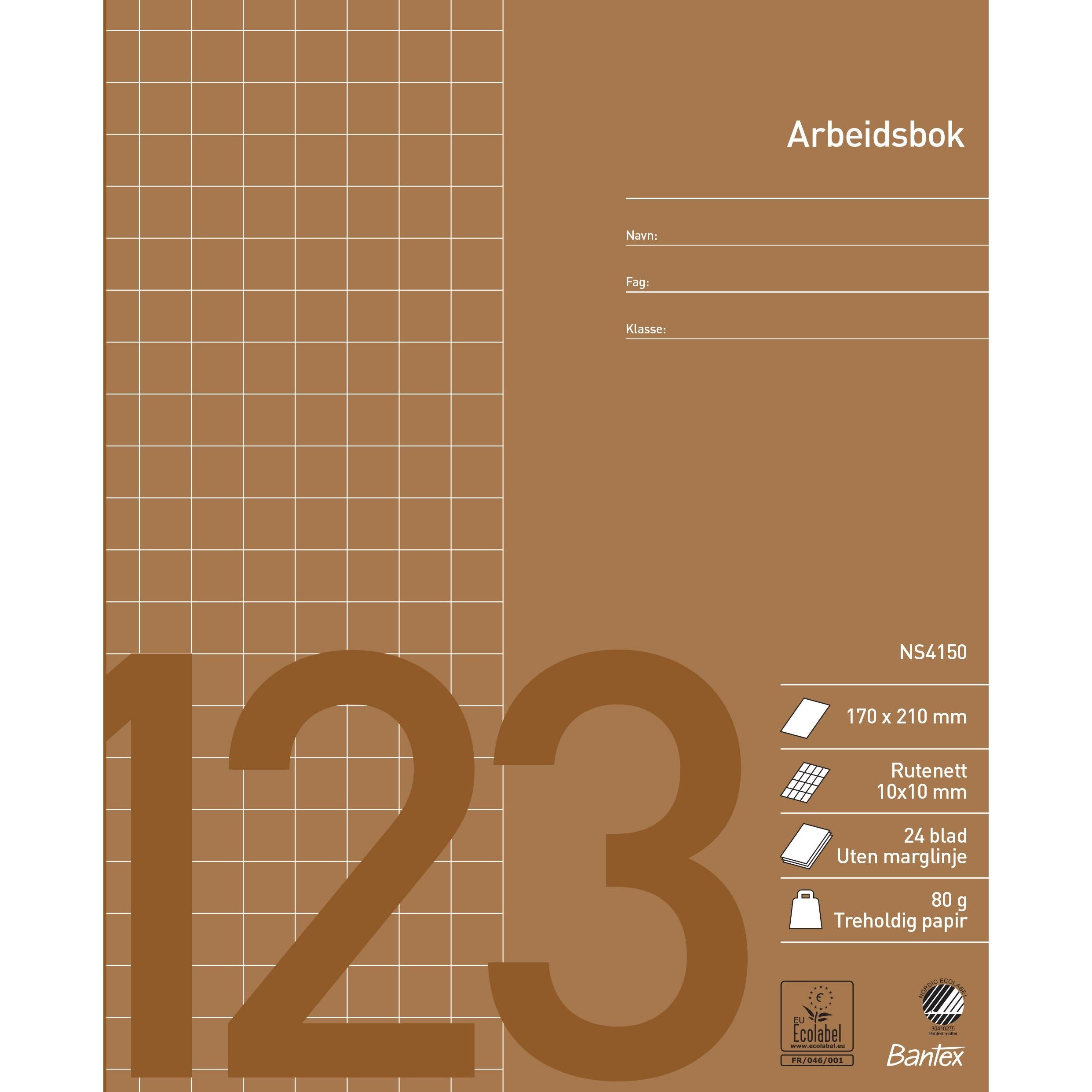 Arbeidsbok 17x21 rutet 10x10mm