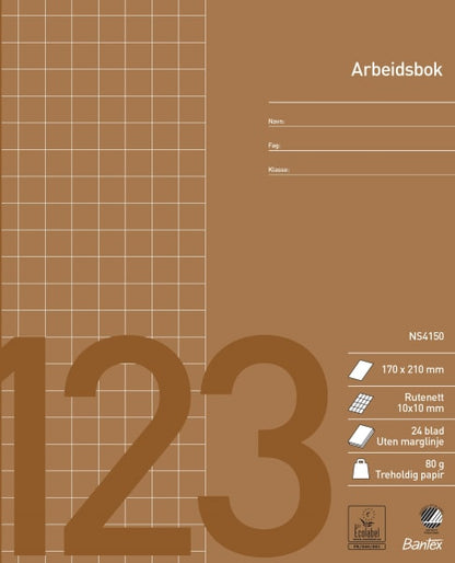 Arbeidsbok 17x21 rutet 10x10mm