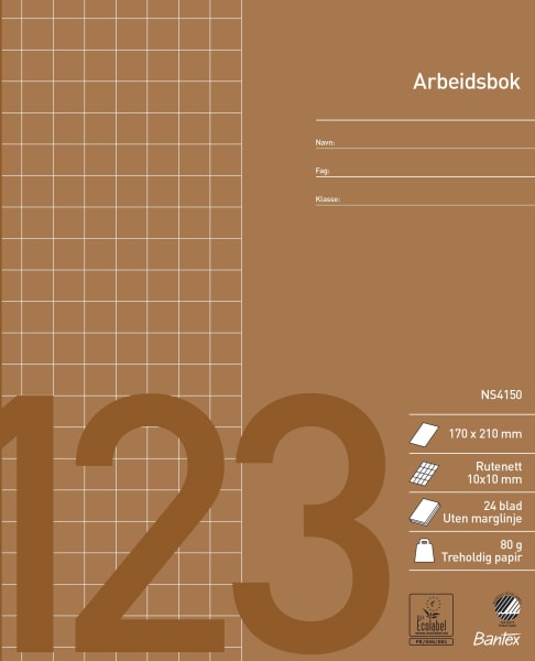 Arbeidsbok 17x21 rutet 10x10mm
