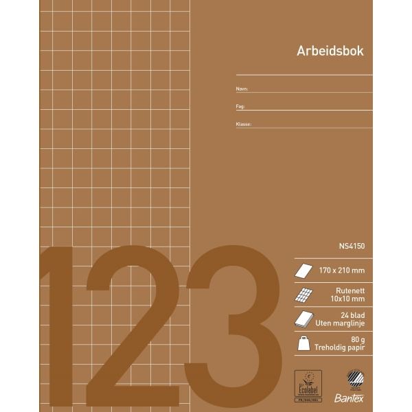 Arbeidsbok 17x21 rutet 10x10mm