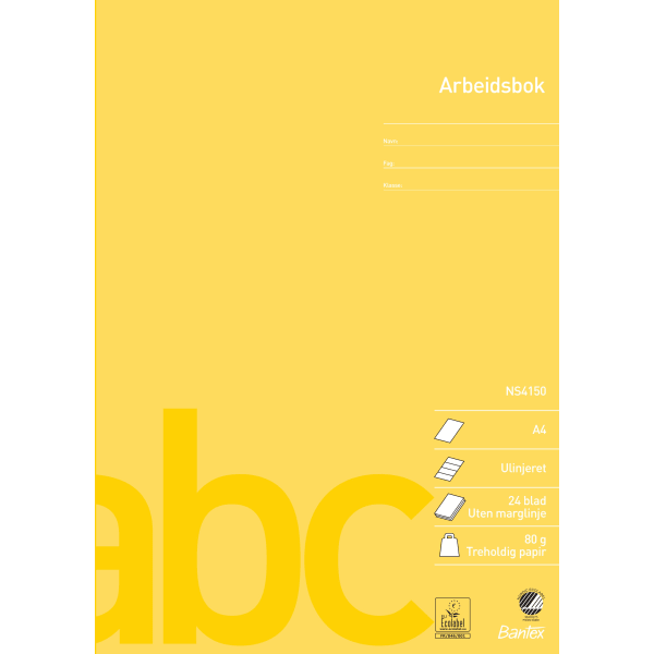 Arbeidsbok A4 ulinjert