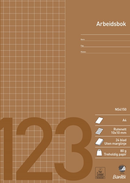 Arbeidsbok A4 rutet 10x10mm