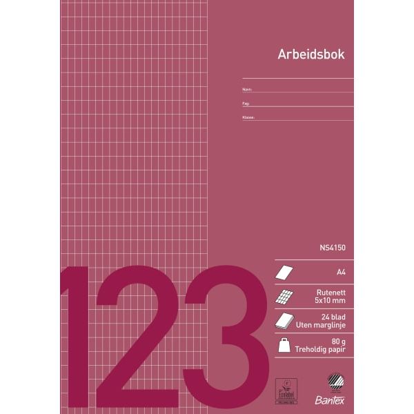 Arbeidsbok A4 rutet 5x10mm