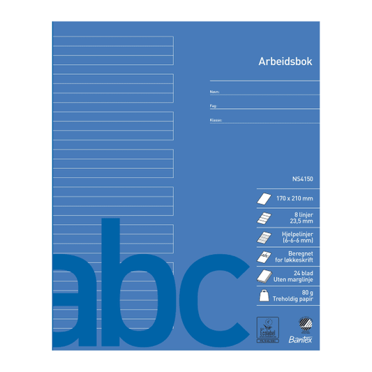 Arbeidsbok 17x21 linjert 6+6+6mm