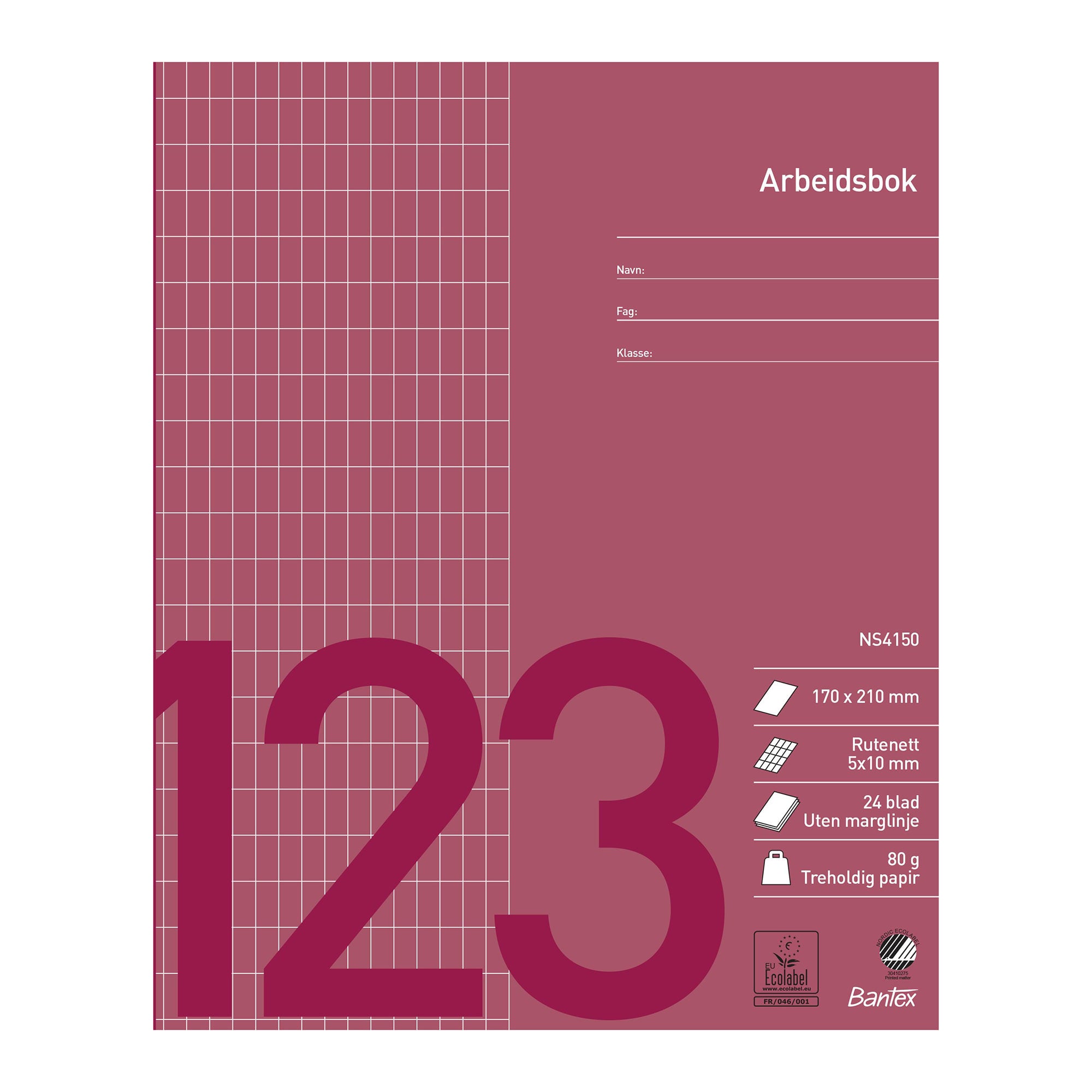 Arbeidsbok 17x21 rutet 5x10mm