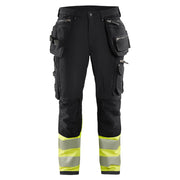 Bukse varsel 4-stretch svart/gul C60