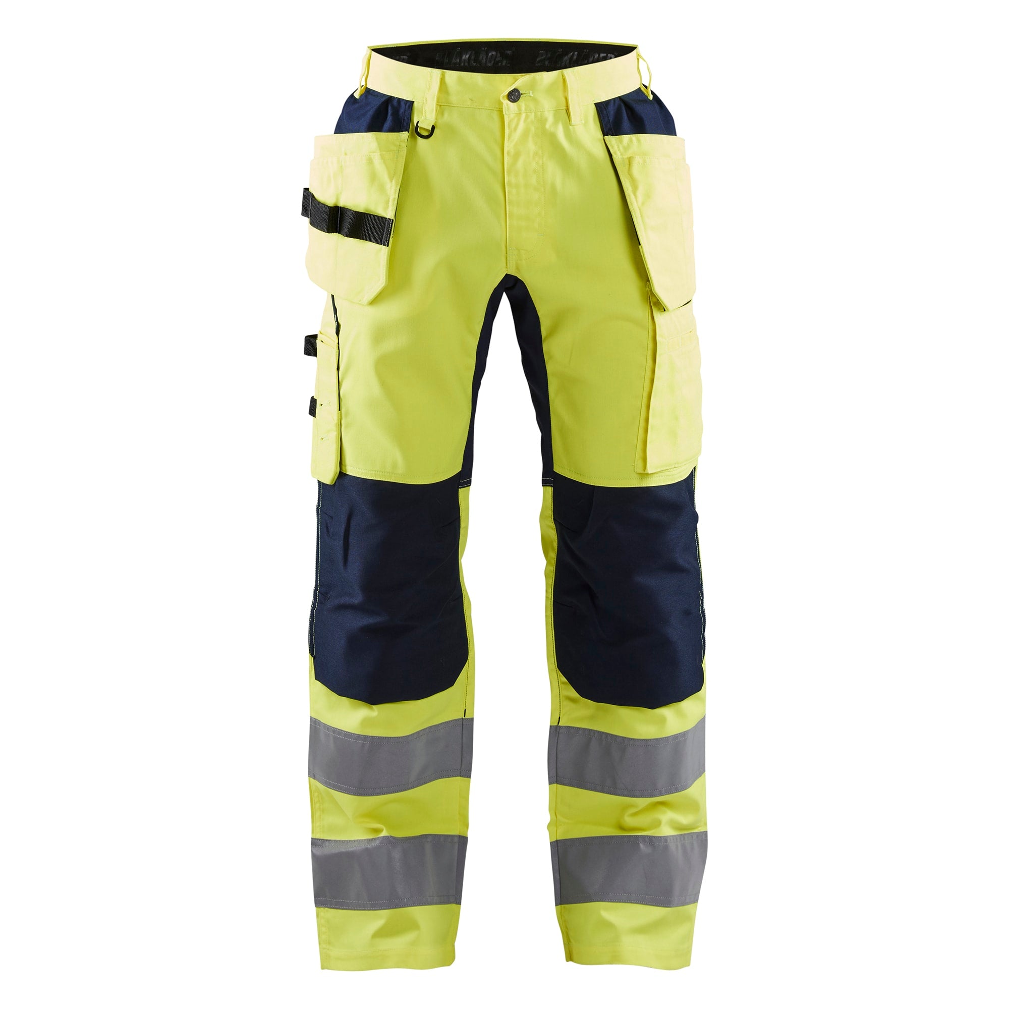Bukse varsel stretch m.blå/gul D116
