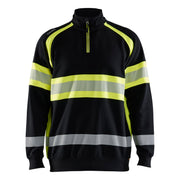 Genser varsel Kl.1 half-zip sort/gul XS