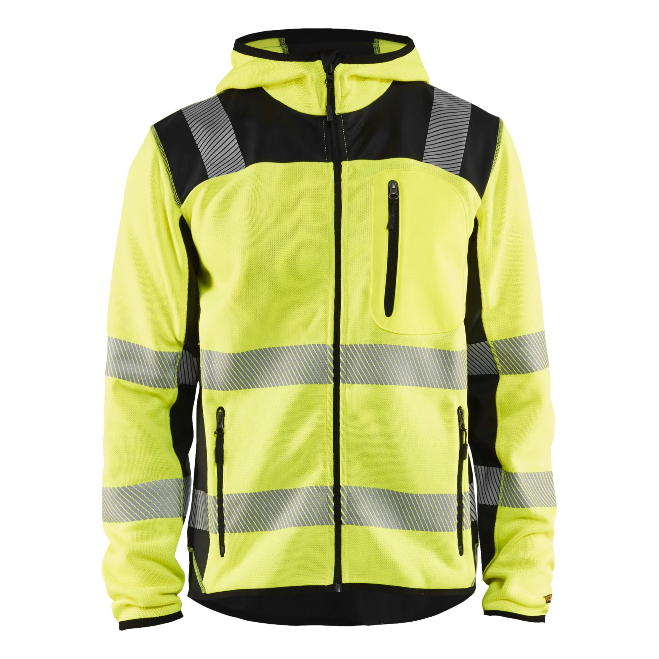 Jakke strikket varsel Kl.2 sort/gul 2XL