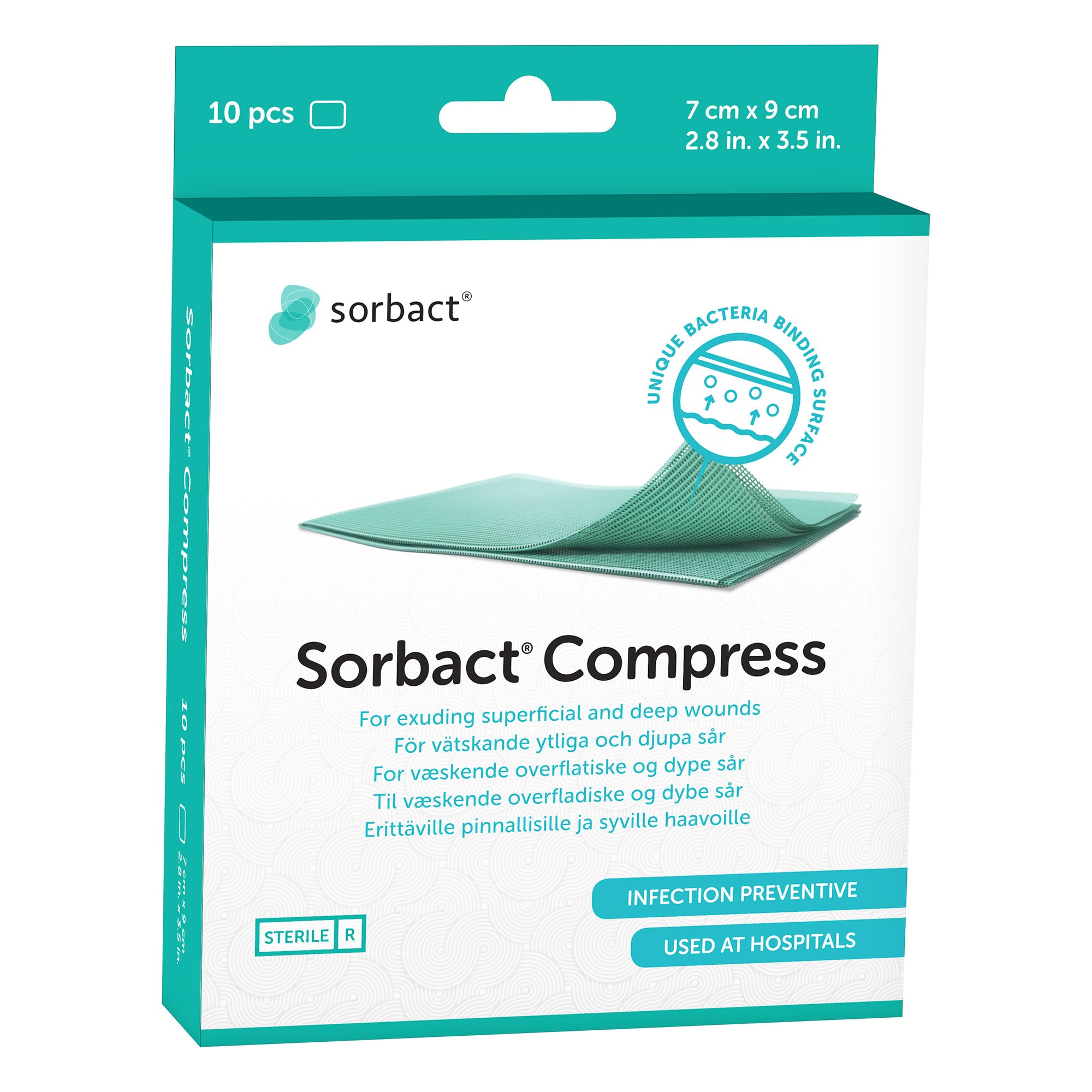 Bandasje Sorbact®Compress 7x9 cm