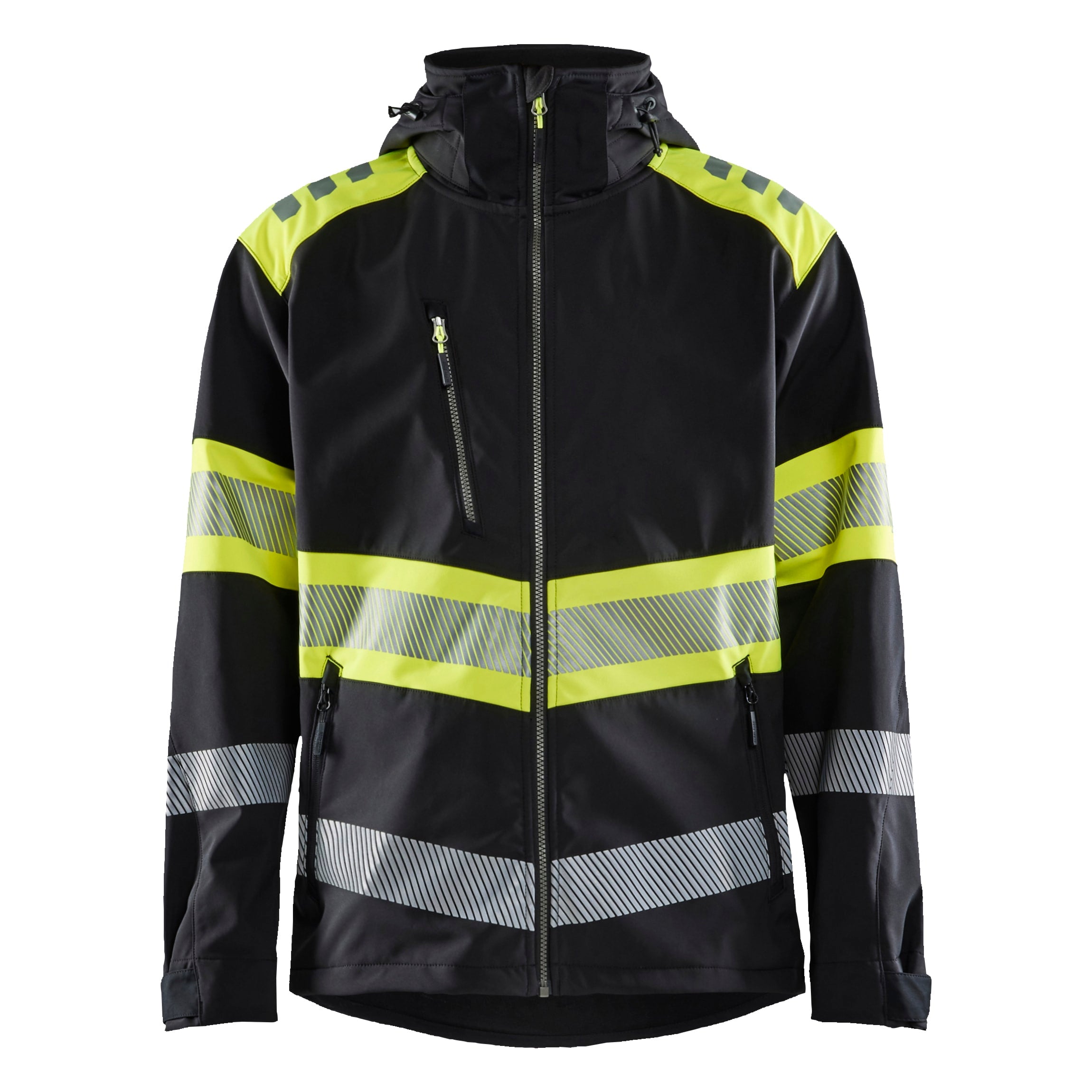 Jakke Softshell Varsel Sort/Gul str.M