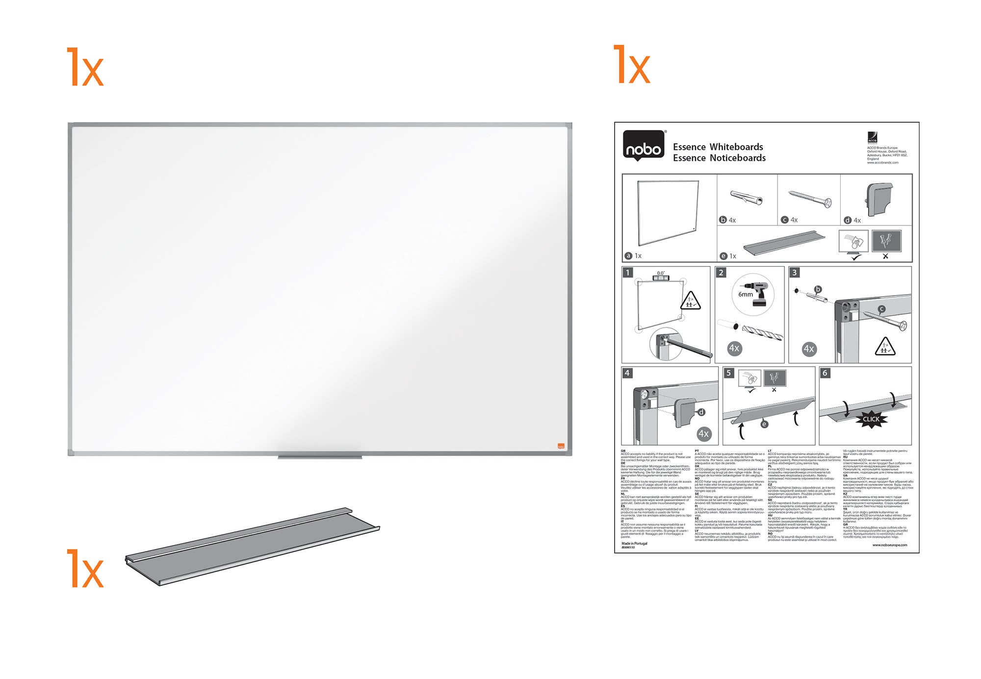 Whiteboard Essence Emaljert 90x60cm
