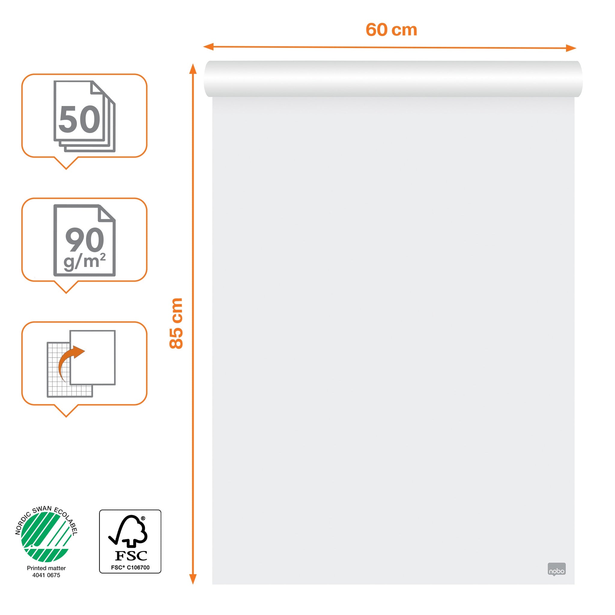 Flippoverblokk Nobo 60x85cm Ru/Bl 90g/50