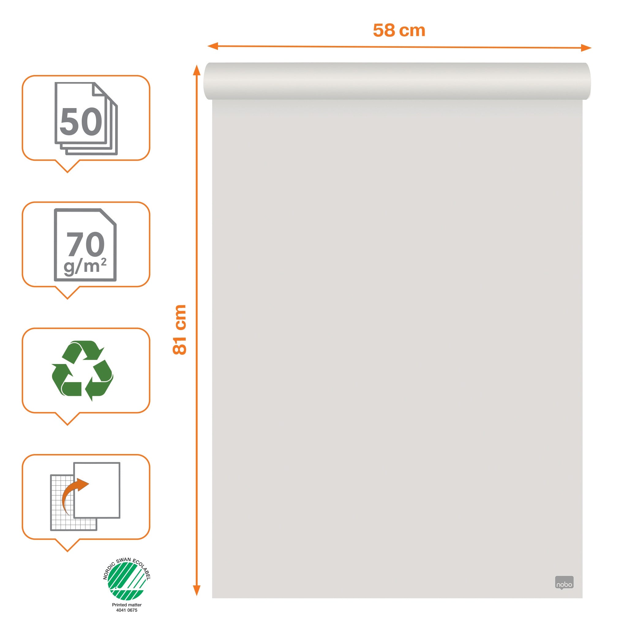 Flippoverblokk Nobo 58x81cm Ru/Bl 70g/50
