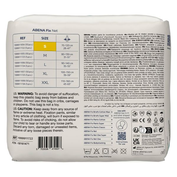 Truse Abena Fix Net hvit u/ben S 5pak