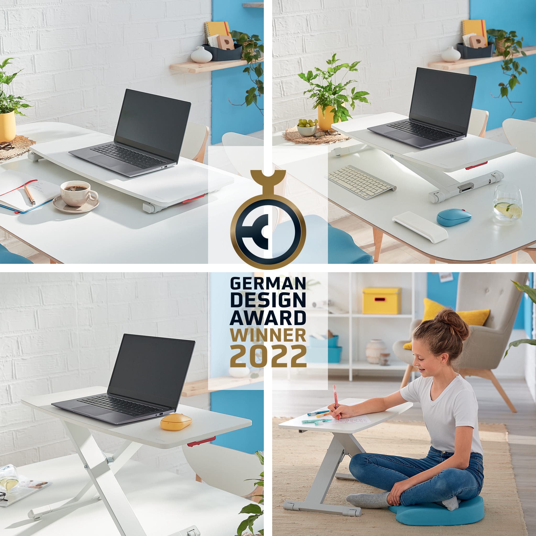 Justerbart PC bord m/plate Cosy Hvit