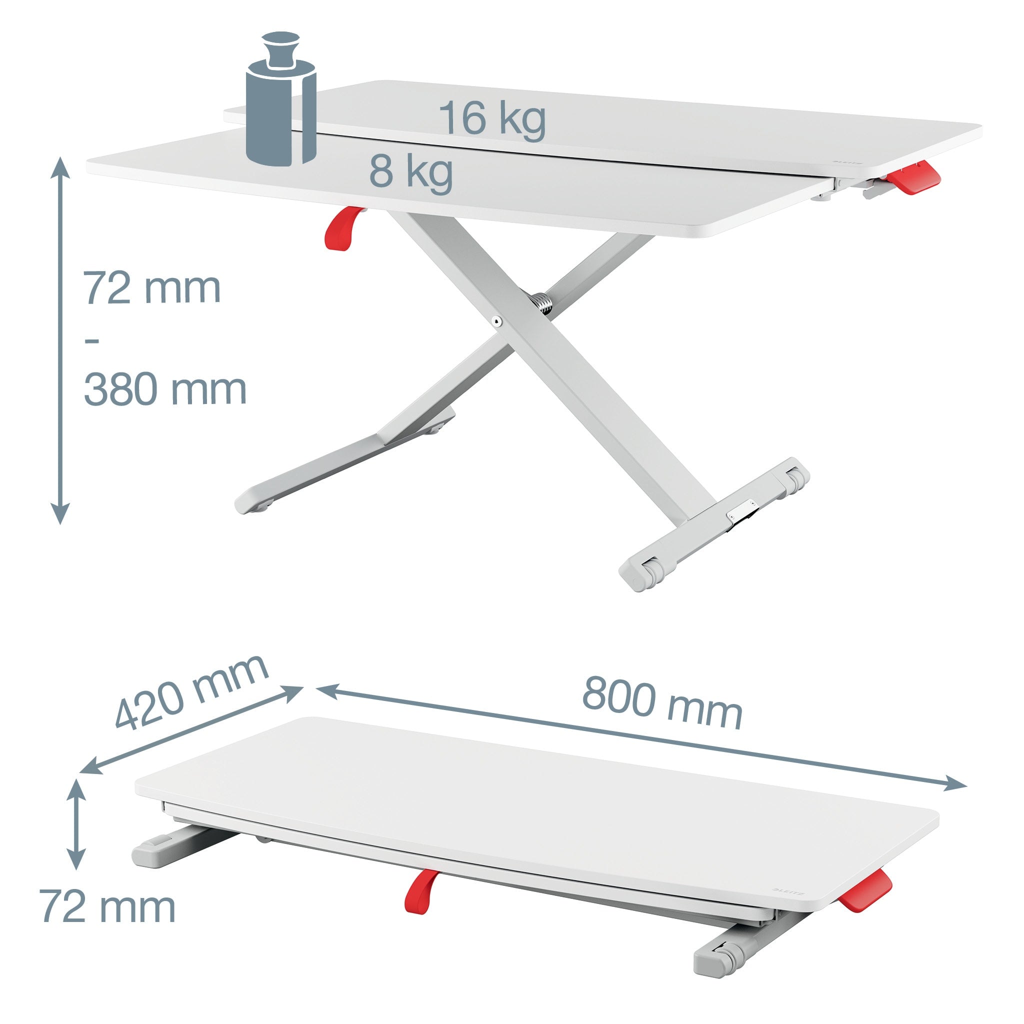 Justerbart PC bord m/plate Cosy Hvit