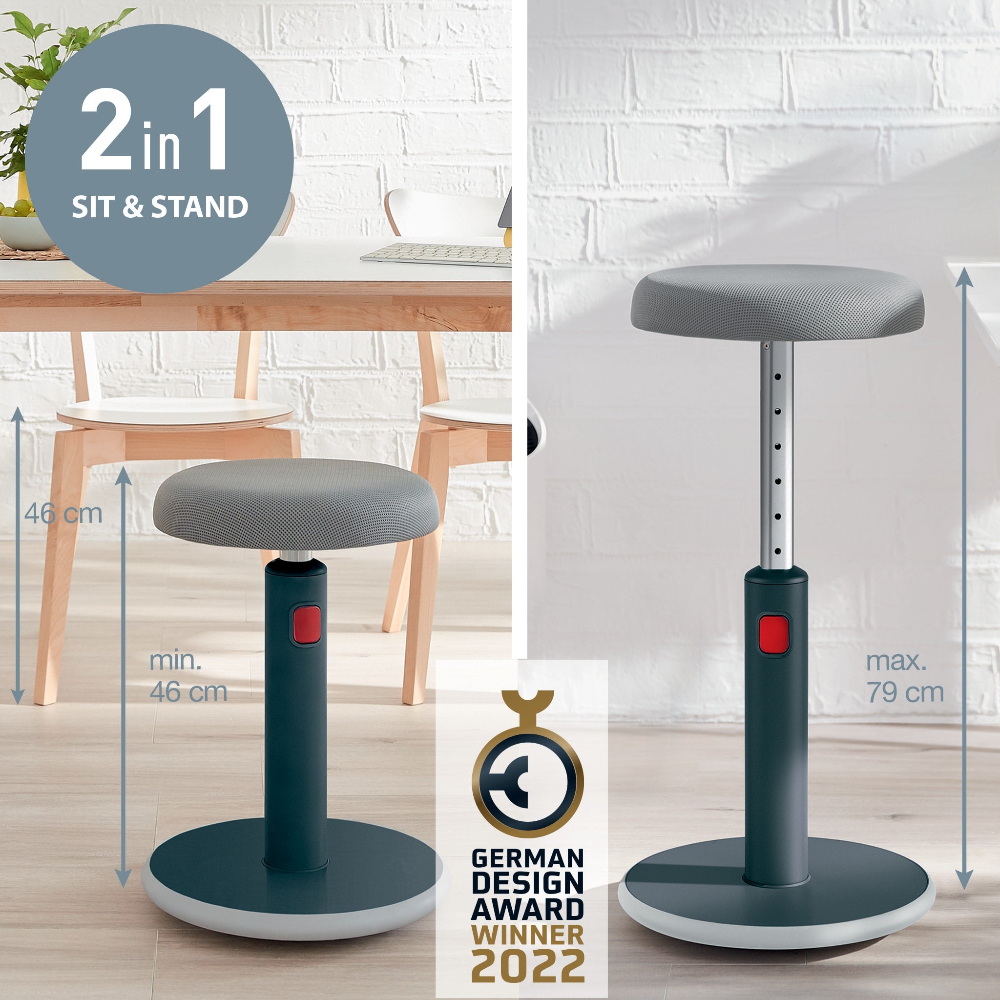 Aktiv Sit-Stand stol Ergo Cosy Grå