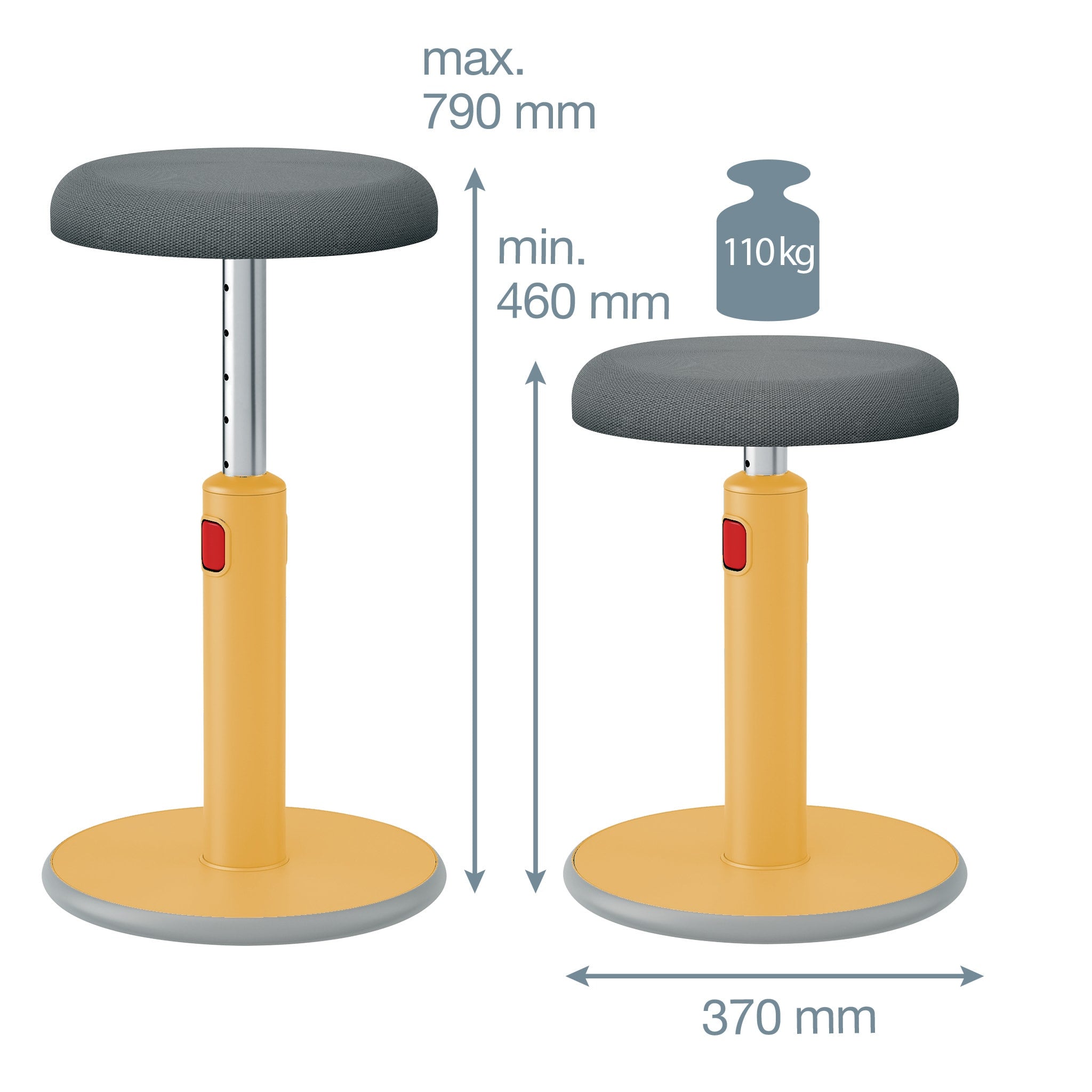 Aktiv Sit-Stand stol Ergo Cosy Varmgul