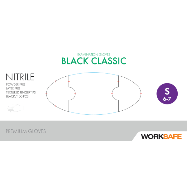 Hanske Nitril Worksafe sort S