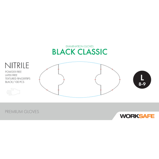 Hanske Nitril Worksafe sort L