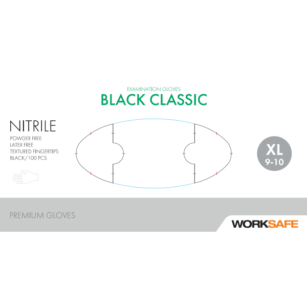 Hanske Nitril Worksafe sort XL