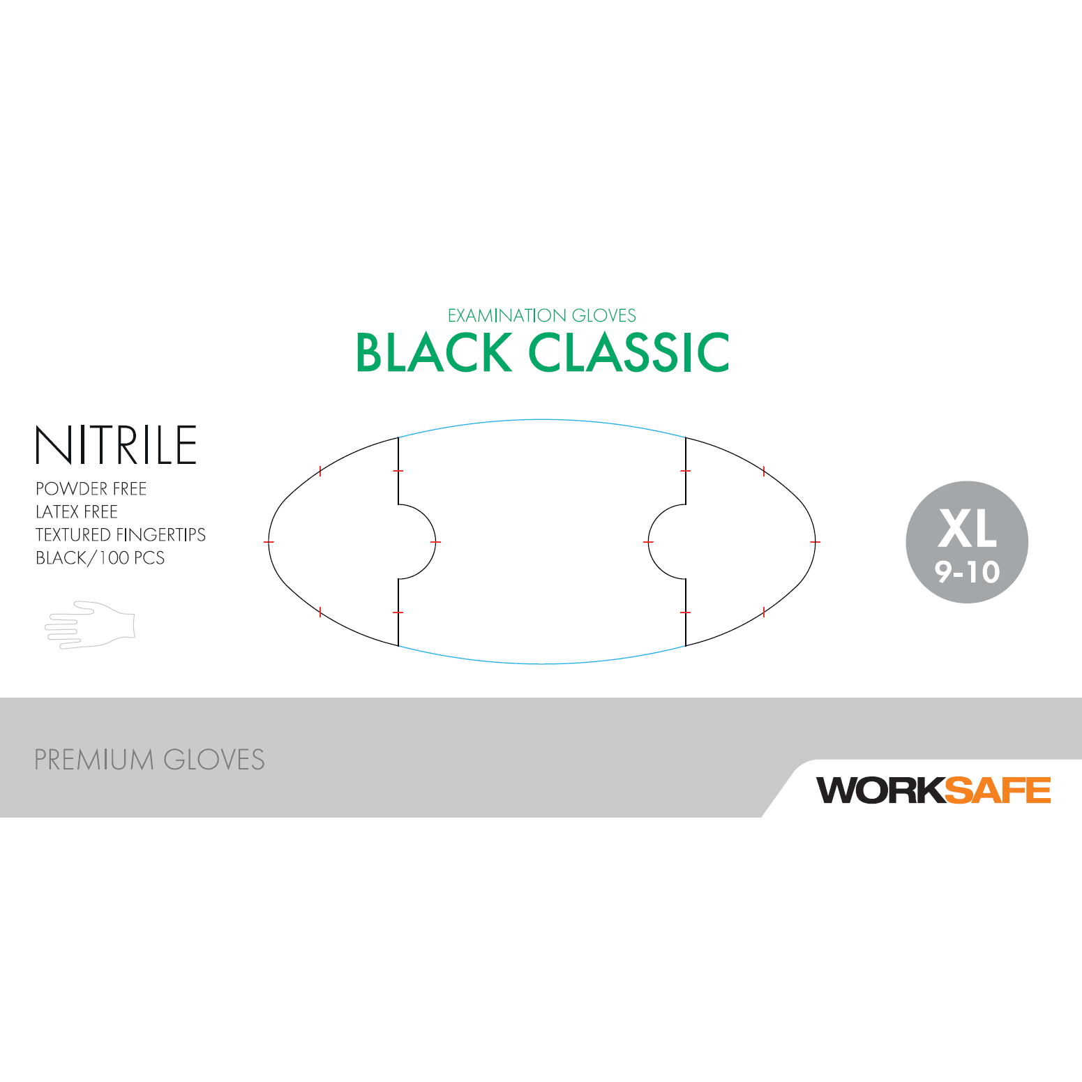 Hanske Nitril Worksafe sort XL