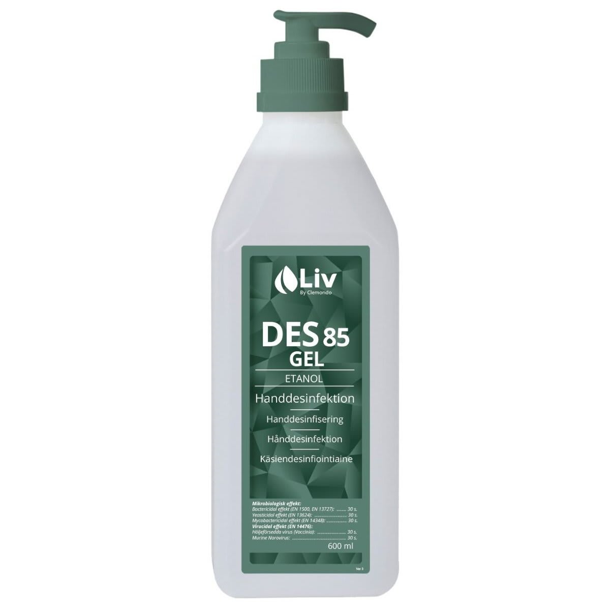 Hånddesinfeksjon Gel Liv 85 pumpe 600ml