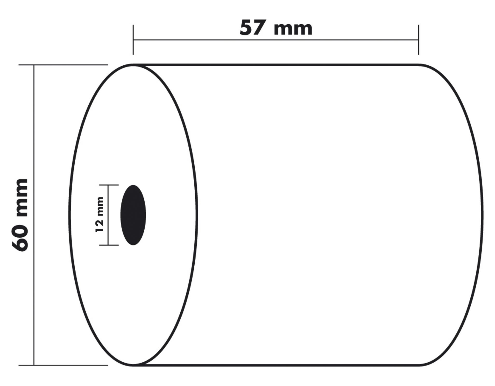 Kvitteringsrull 57xØ60x12mm 60g 33m