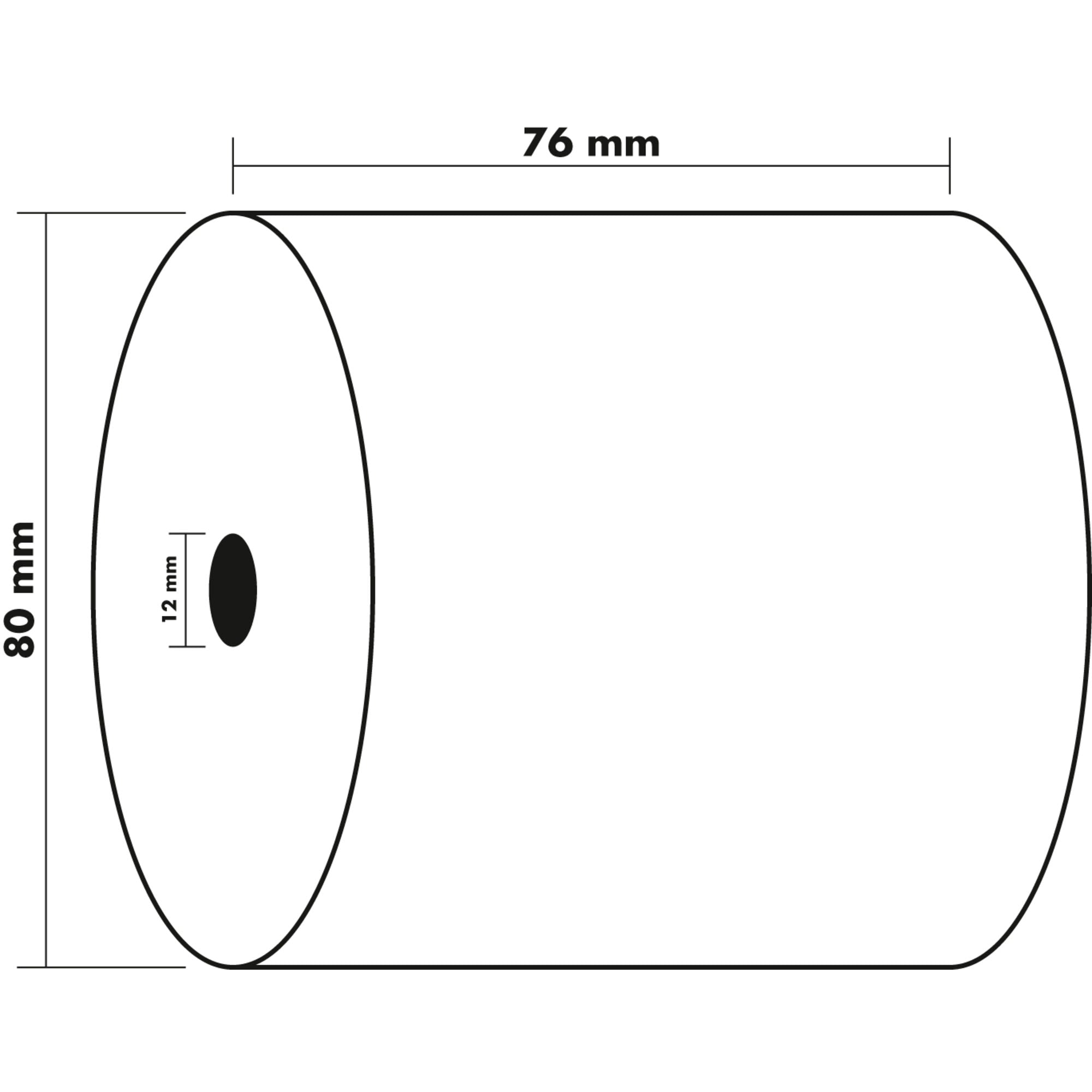 Kvitteringsrull 76x80x12mm 60g 50m