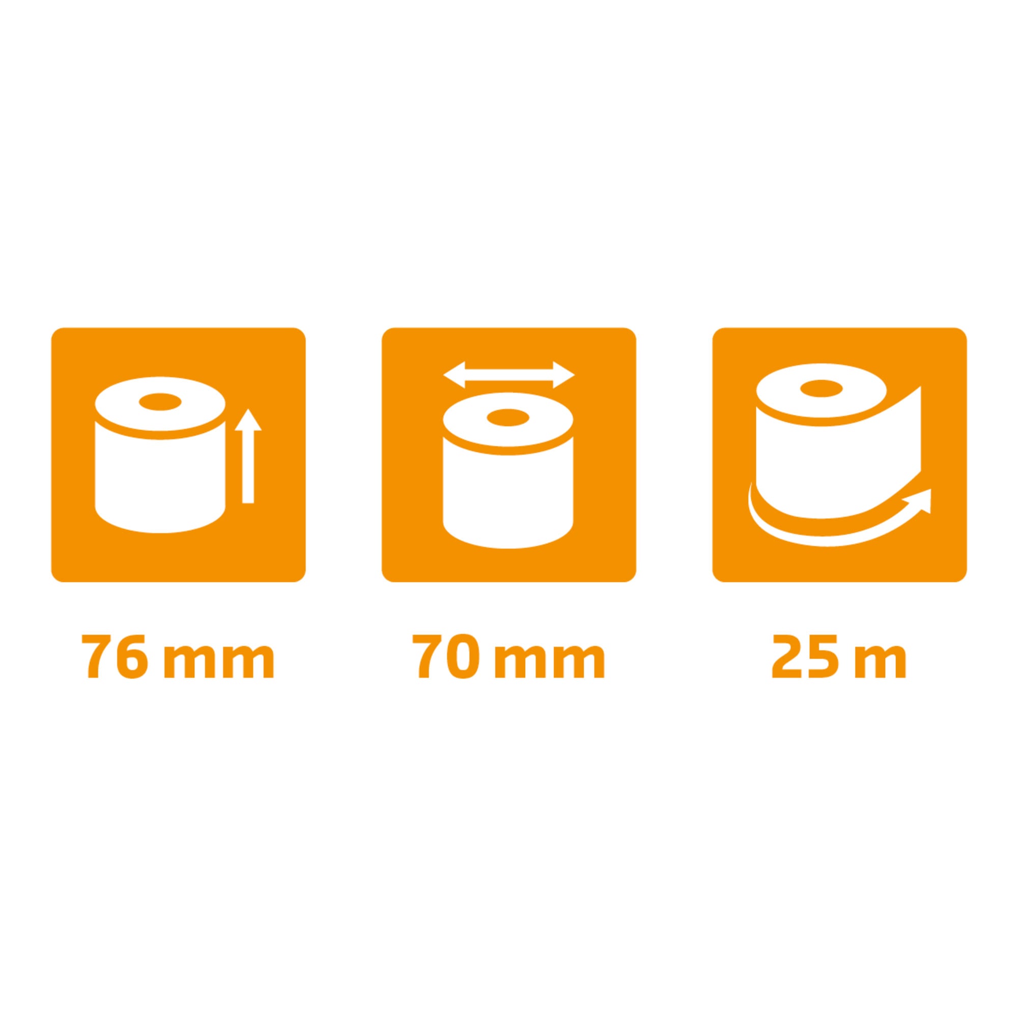 Kvitteringsrull 76x70x12mm 57g 25m 2-lag