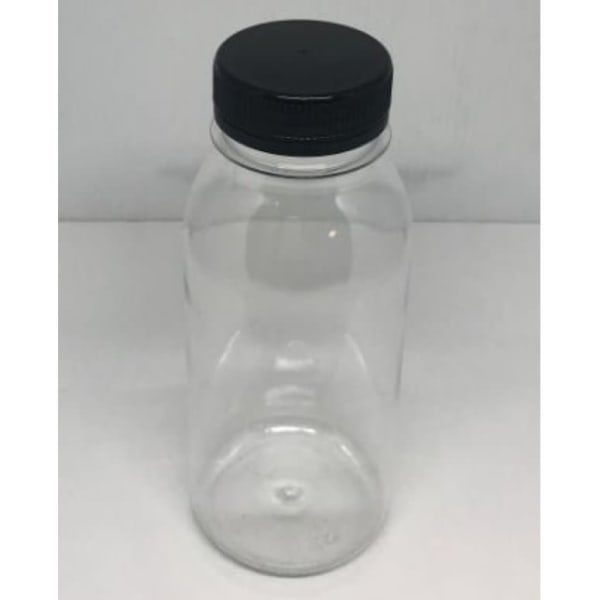 Plastflaske PET 250 ml med sort kork