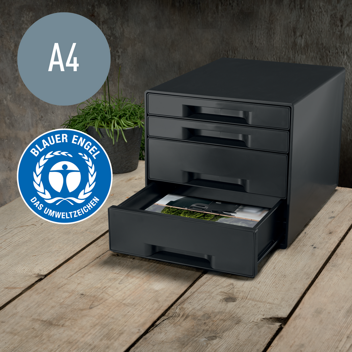 Skuffkabinett Leitz Recycle 4 skuff sort