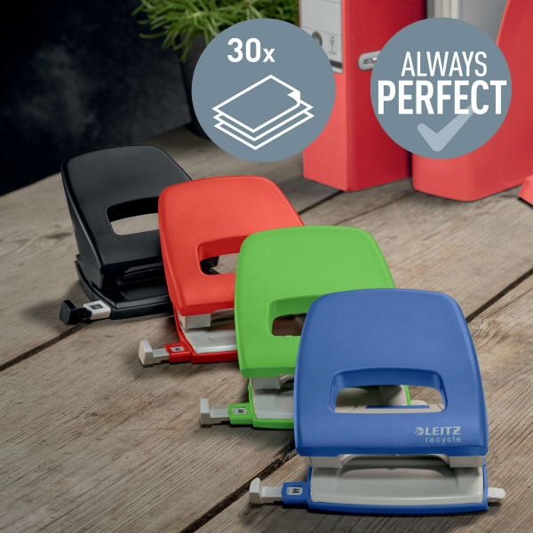 Hullemaskin Leitz Recycle 2h/30 ark Blå