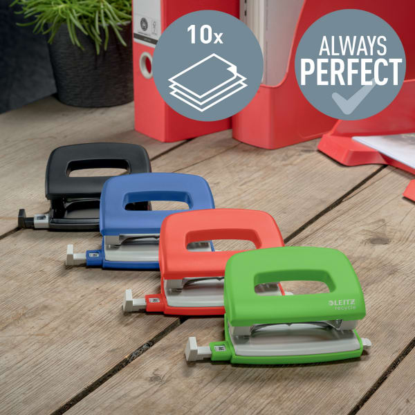 Hullemaskin Leitz Recycle 2h/10 ark Blå