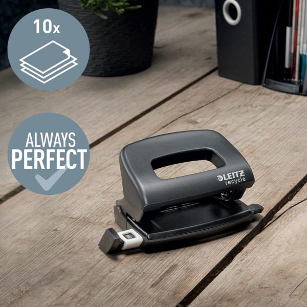 Hullemaskin Leitz Recycle 2h/10 ark Sort