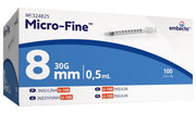 Insulinsprøyte med Nål 0.5ml x 8mm 50E