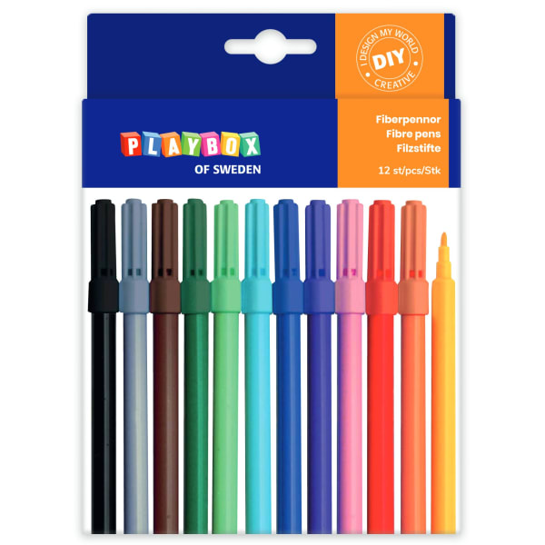 Tusj Fiber-tupp tynne 12 farger/stk