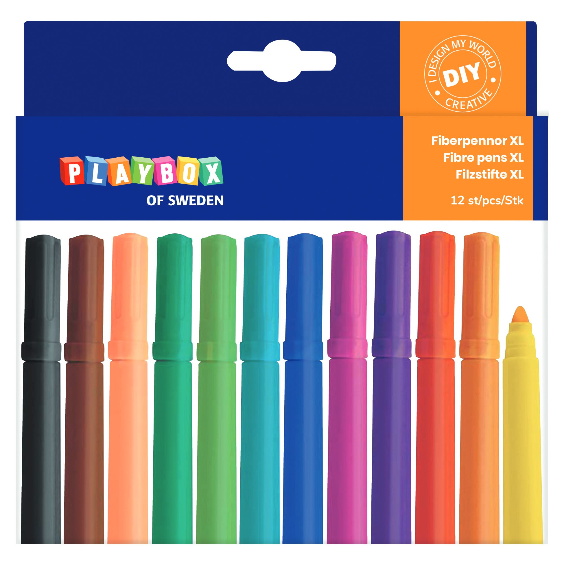 Tusj Fiber-tupp tykke 12 farger/stk