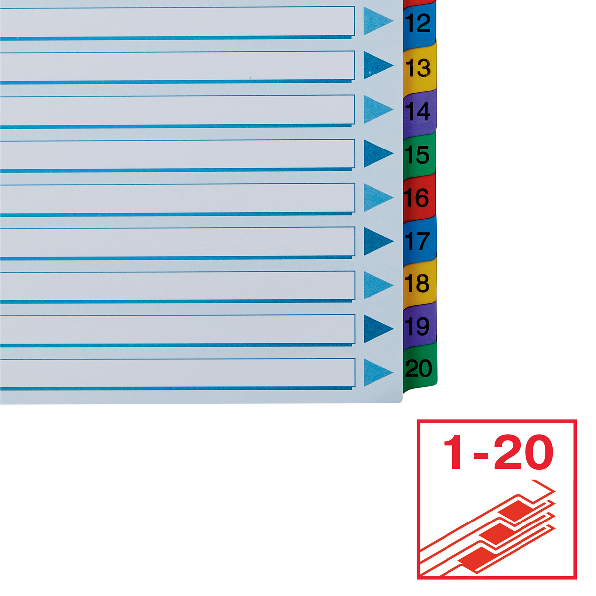 Skillekort Mylar A4 1-20 farget