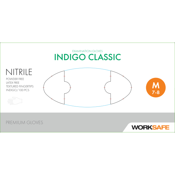 Hanske nitril Worksafe Indigo Classic XS