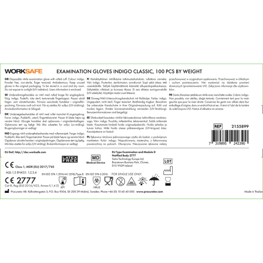 Hanske nitril Worksafe Indigo Classic S