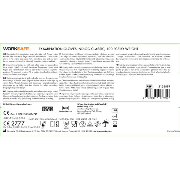 Hanske nitril Worksafe Indigo Classic S