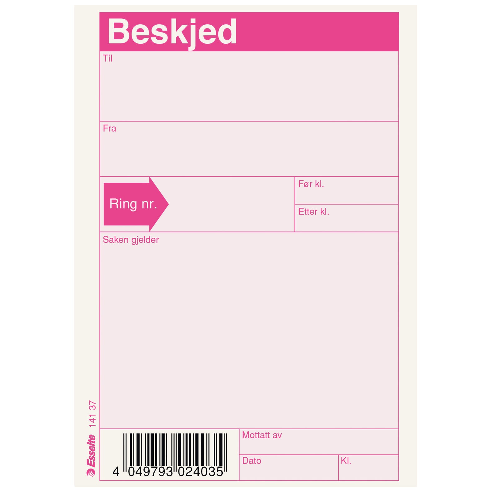 Beskjedblokk A6 topplimt 100 ark
