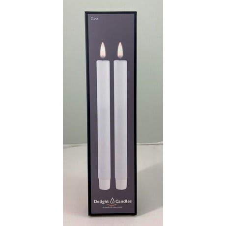 Kronelys LED 2,2x24cm, hvit. 2 stk