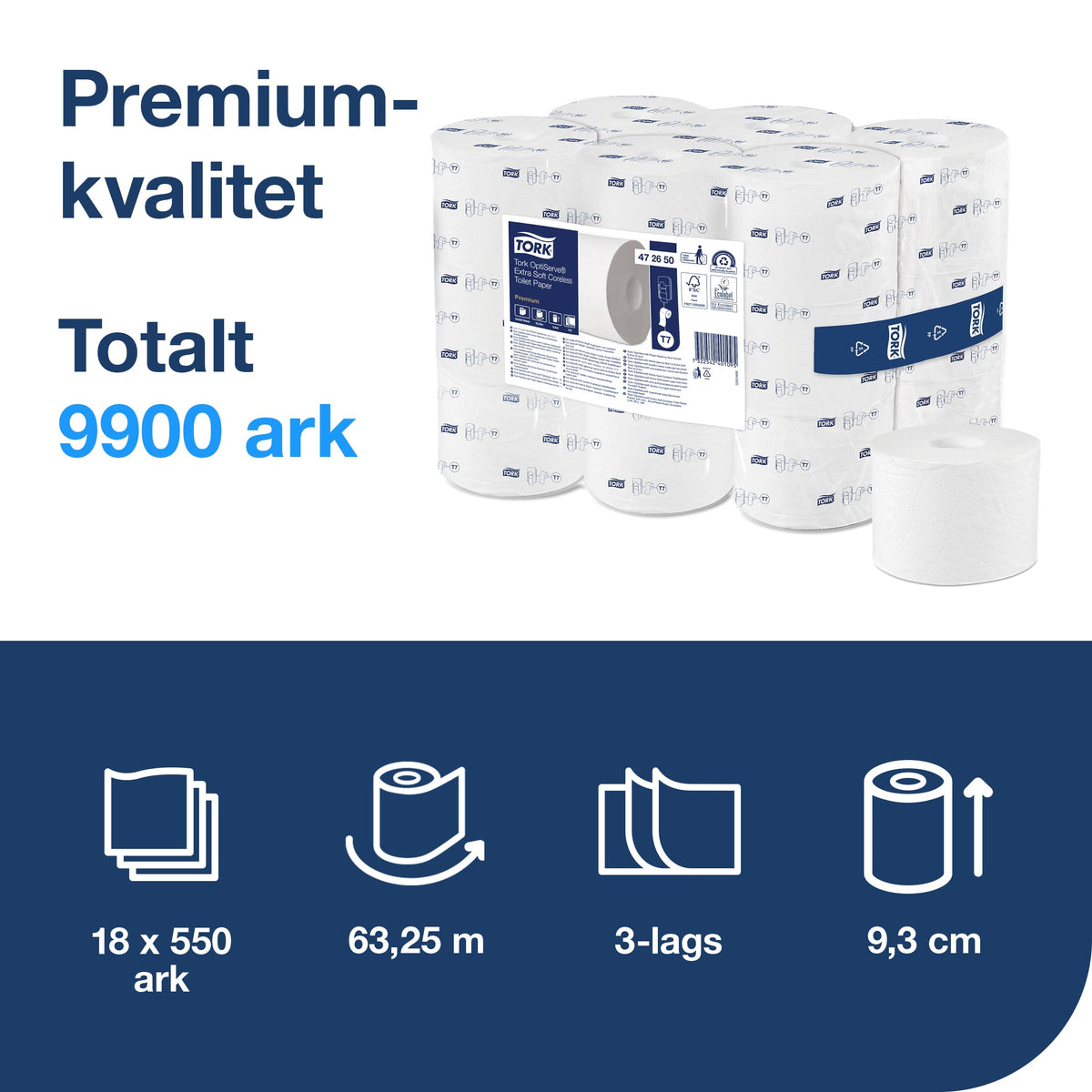Tork T7 Optiserve 3-lags Advanced supersoft papir